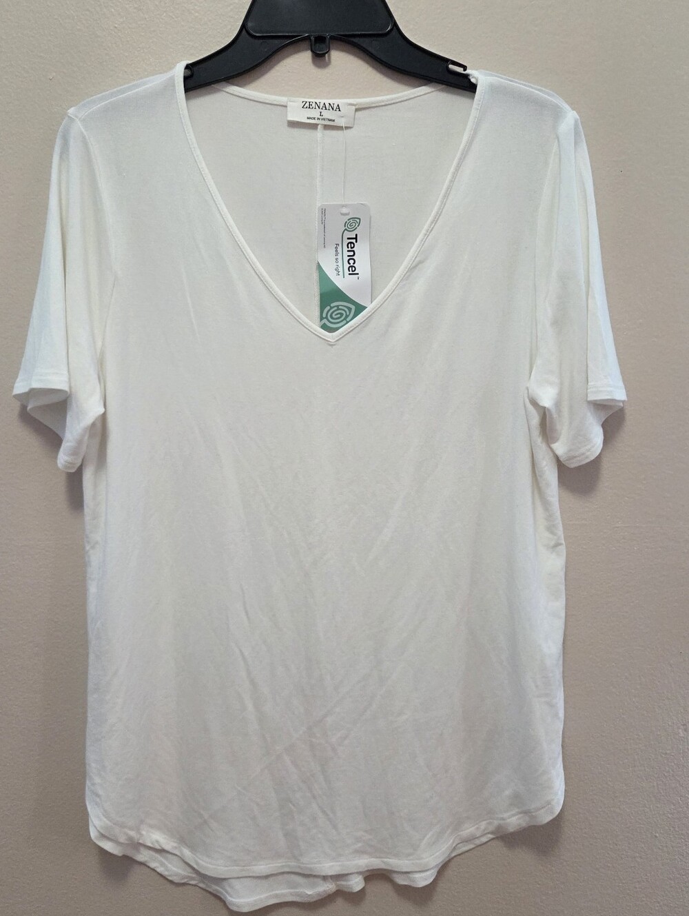 Zenana Outfitters Soft White V-Neck Short Sleeve Tee